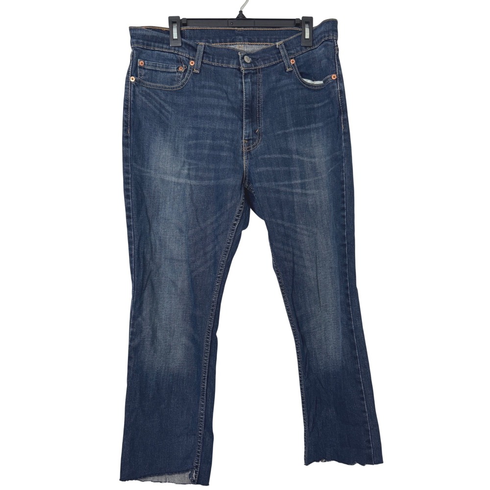 Levis 511 Slim Fit Dark Wash Raw Hem‎ Denim Jeans Mens 36x30